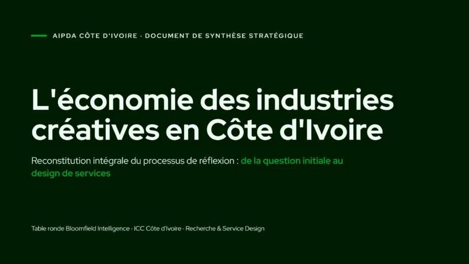 Couverture : L'économie des industries créatives en Côte d'Ivoire, document de synthèse stratégique AIPDA Côte d'Ivoire