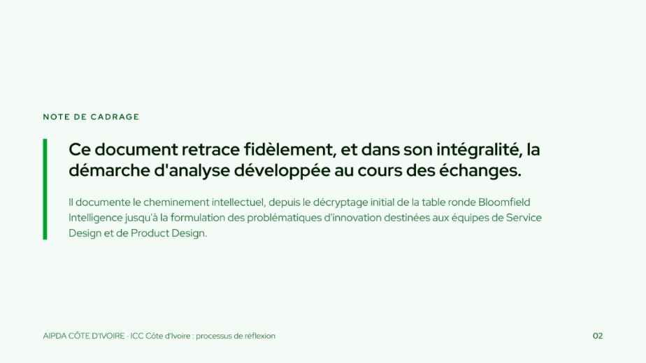 Page 2 : note de cadrage du document